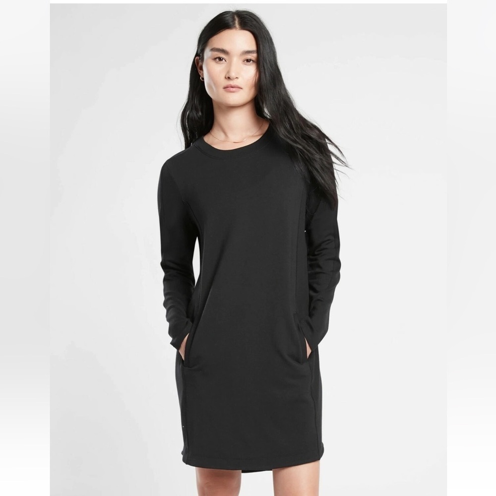 ATHLETA Women’s Stretch Cotton-blend Crew Balance Dress - Black, Small